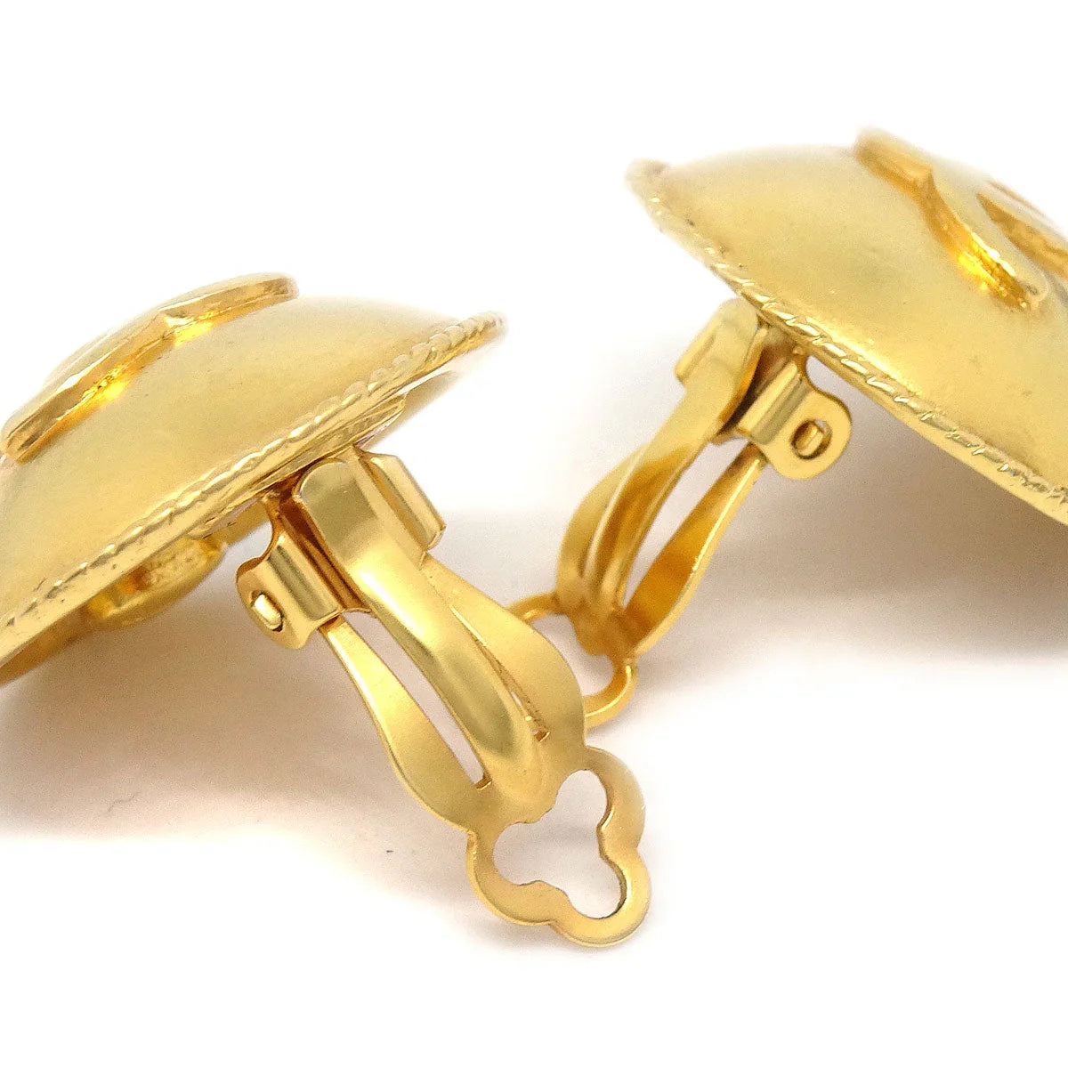 Chanel 1995 Button Earrings Gold