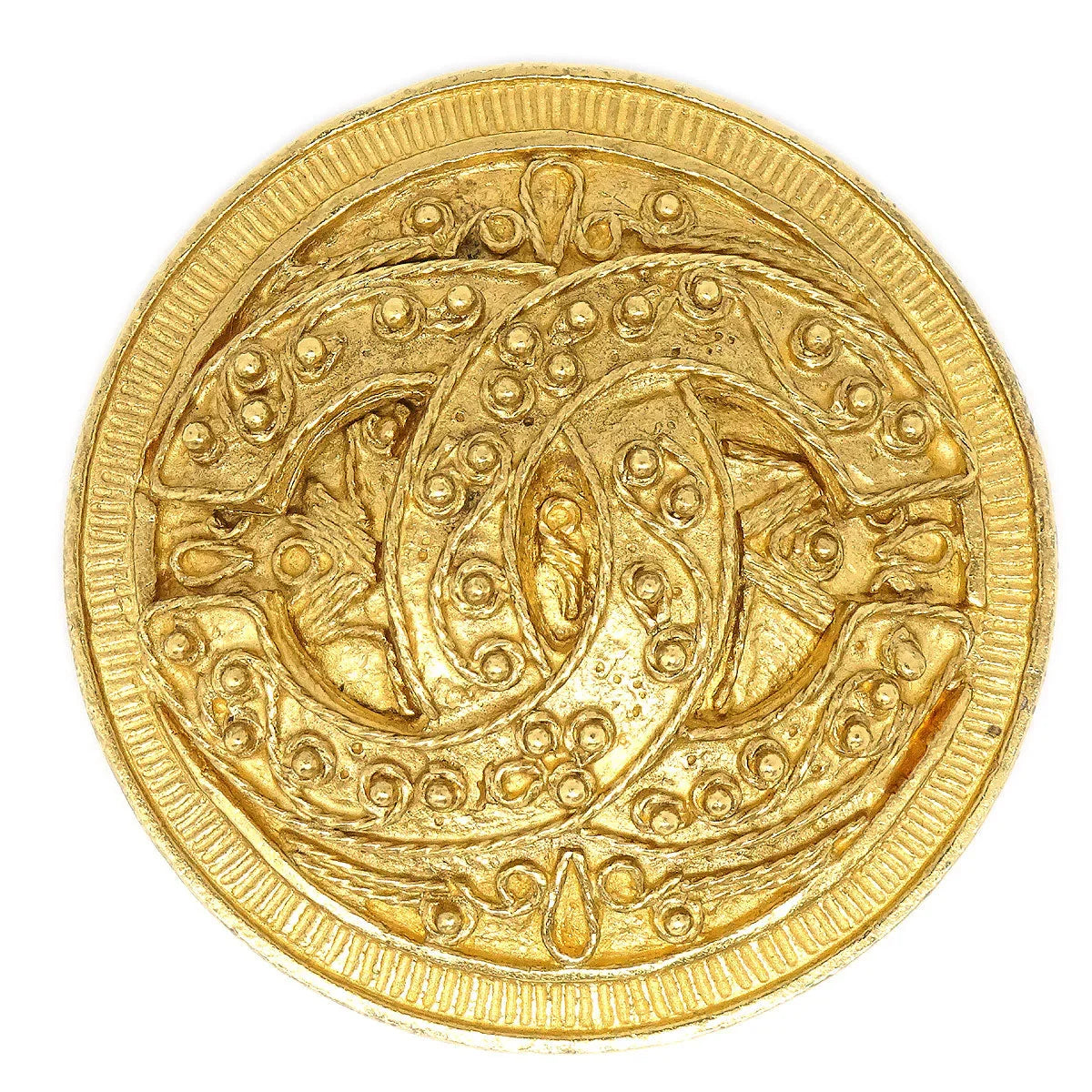 CHANEL 1994 CC Filigree Round Brooch