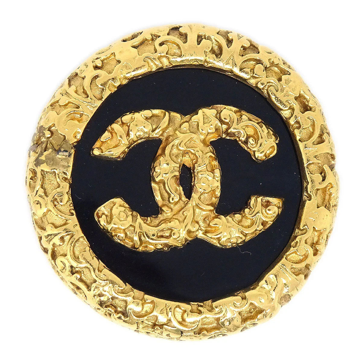 CHANEL 1993 Brooch Pin Gold Black