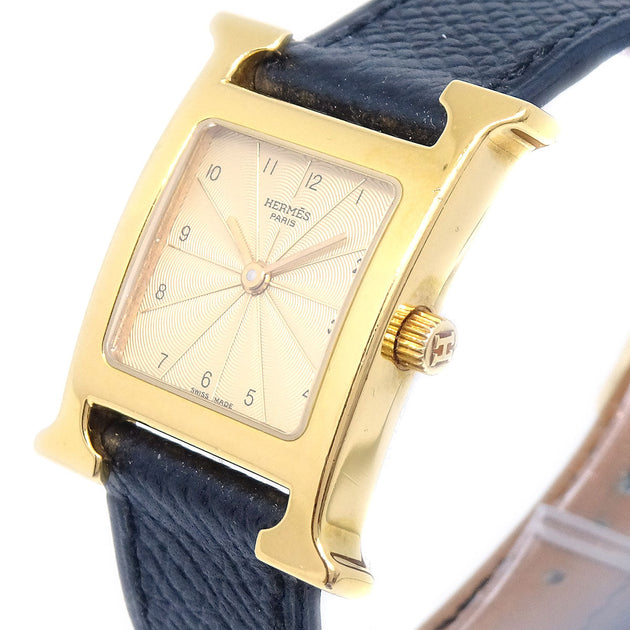 Hermes 1997 H Watch Black Courchevel – AMORE Vintage Tokyo