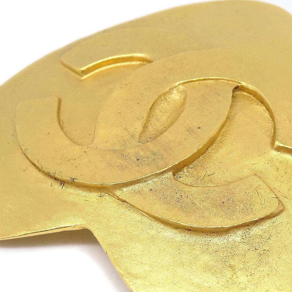 CHANEL Heart Brooch Pin Corsage Gold 95P