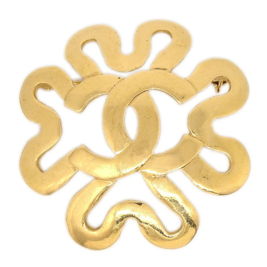 CHANEL 1995 Squiggle Border Brooch Gold