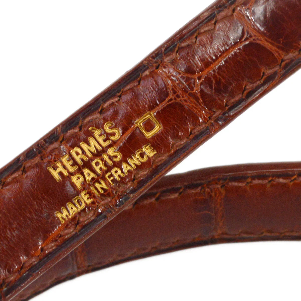 HERMES * Kelly Bag Strap Brown Alligator