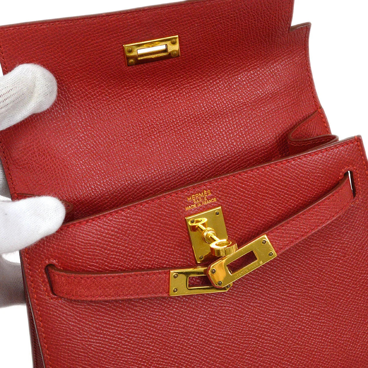 HERMES * 1999 Mini Kelly 20 SELLIER Rouge Vif Courchevel