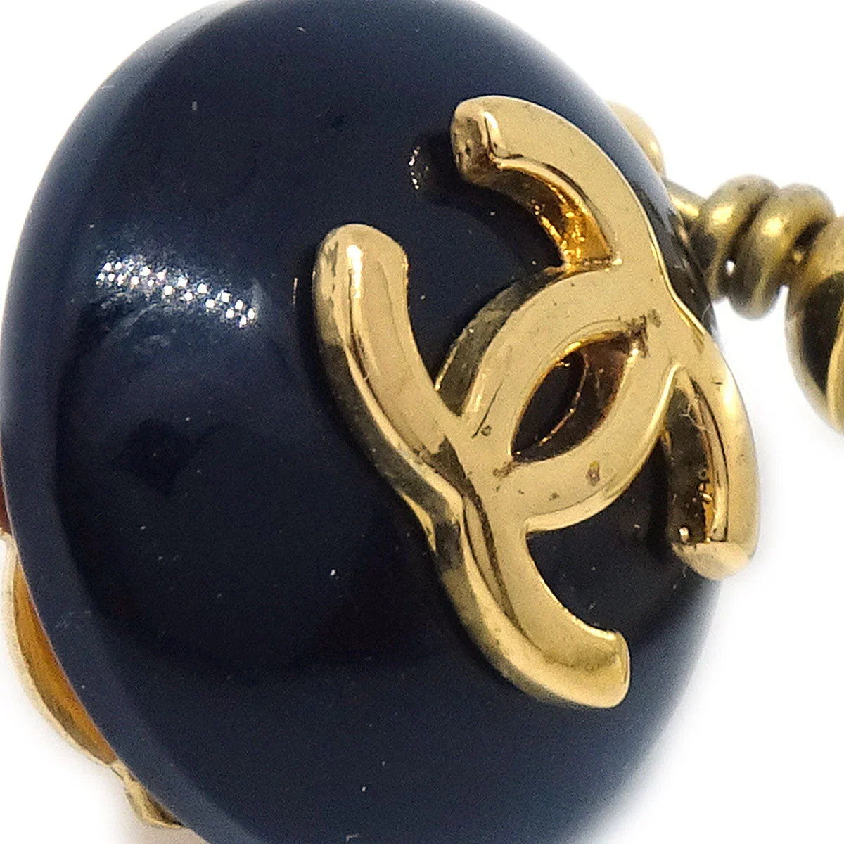 Chanel 1996 Black CC & Faux Teardrop Pearl Dangle Earrings