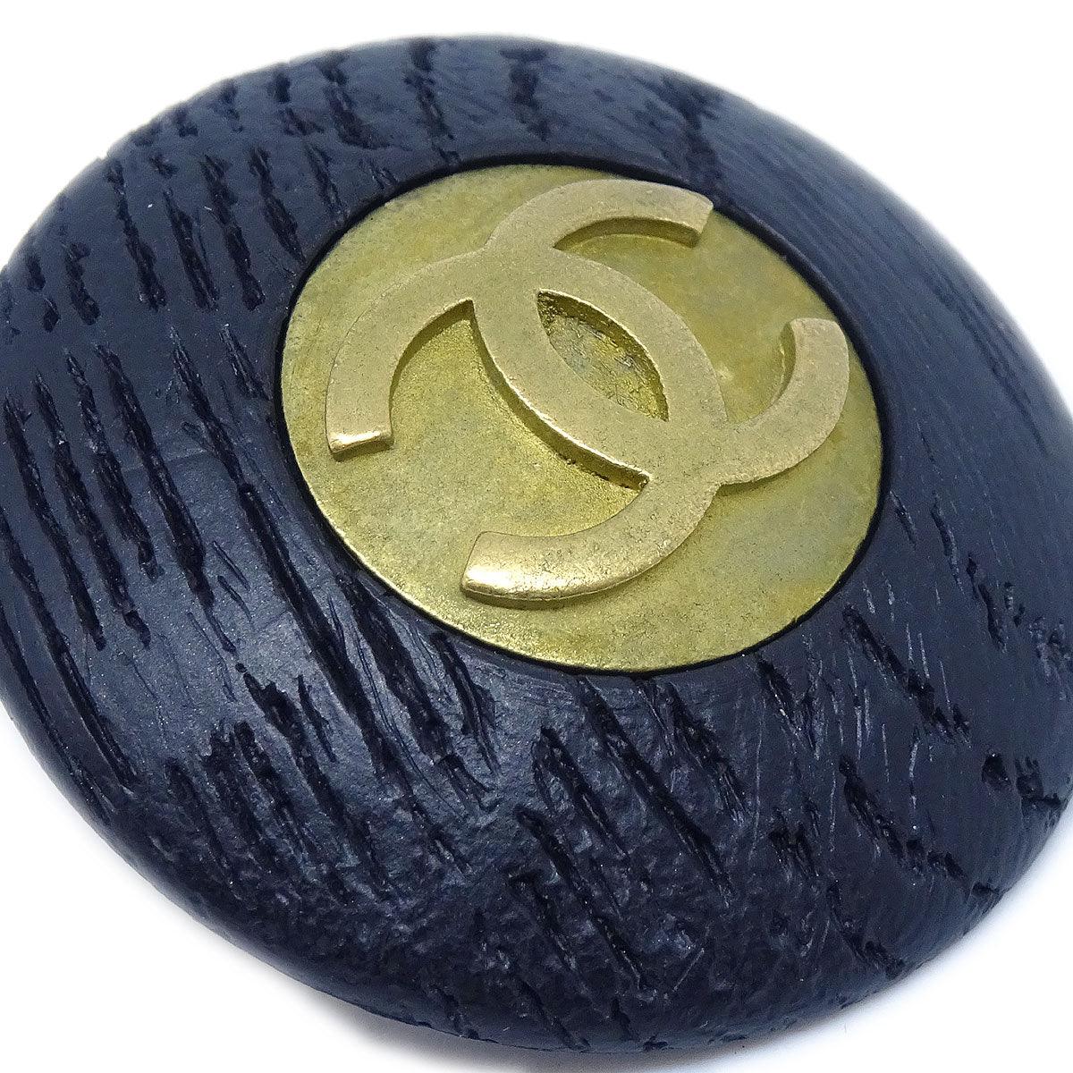 CHANEL 1994 Black & Gold CC Earrings