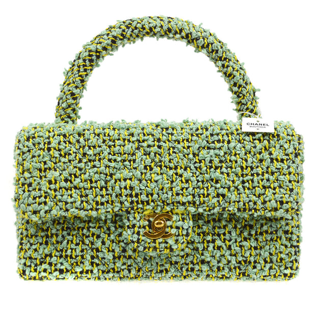 Chanel Pre-owned 1992 Classic Flap Tweed Top-Handle Bag - Green