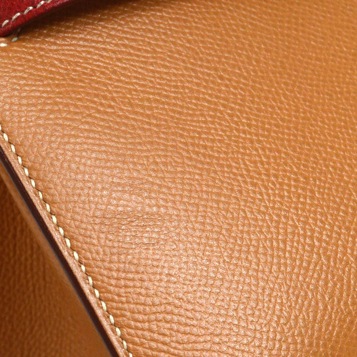 HERMES * 1994 Mini Kelly 20 SELLIER Courchevel Natural Rouge Vif