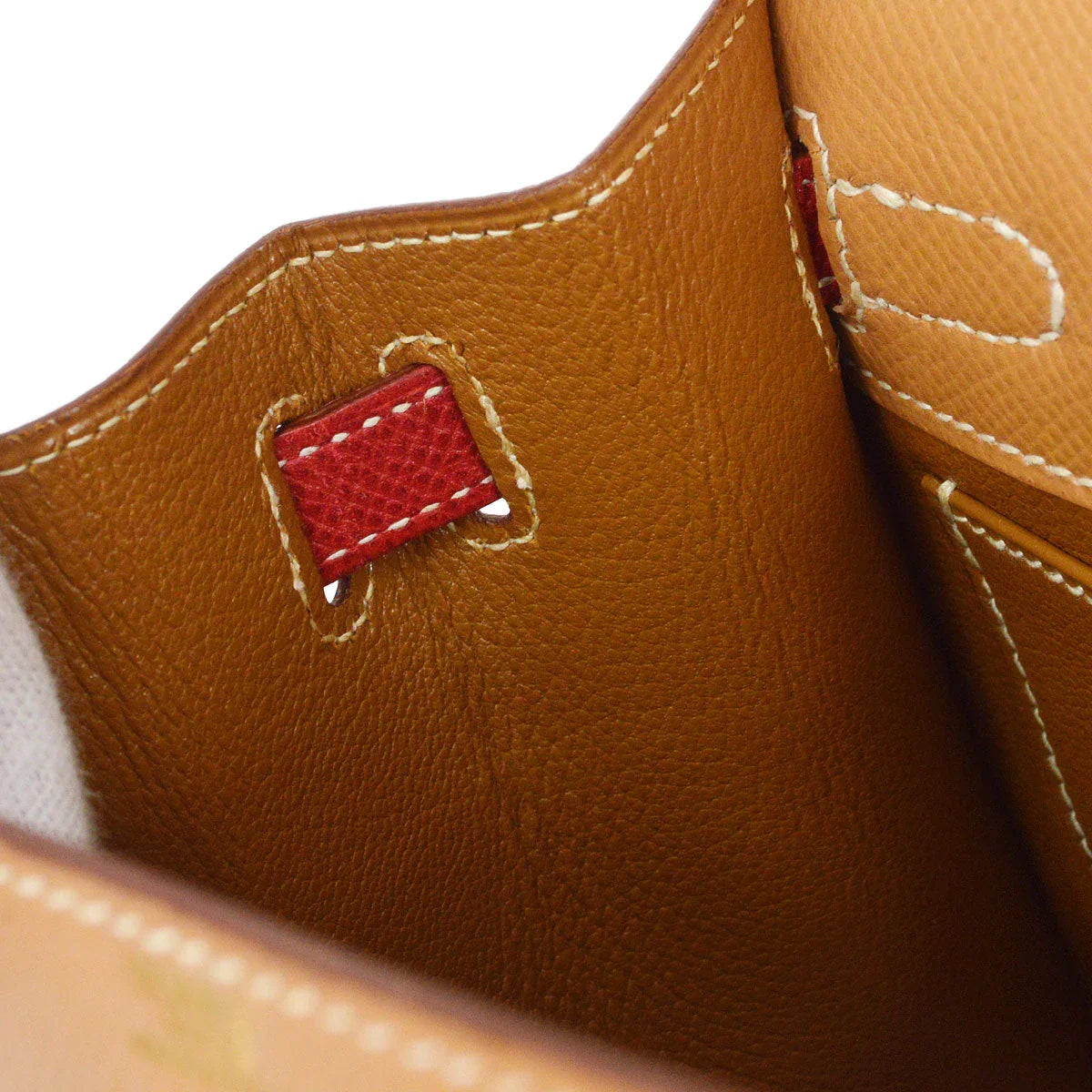 HERMES * 1994 Mini Kelly 20 SELLIER Courchevel Natural Rouge Vif