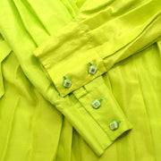 Chanel 1990 CC-button pleated silk shirt #38
