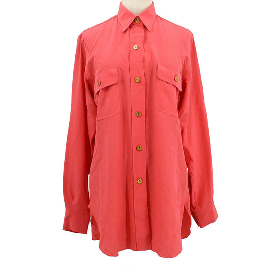 Chanel logo-button silk shirt #38