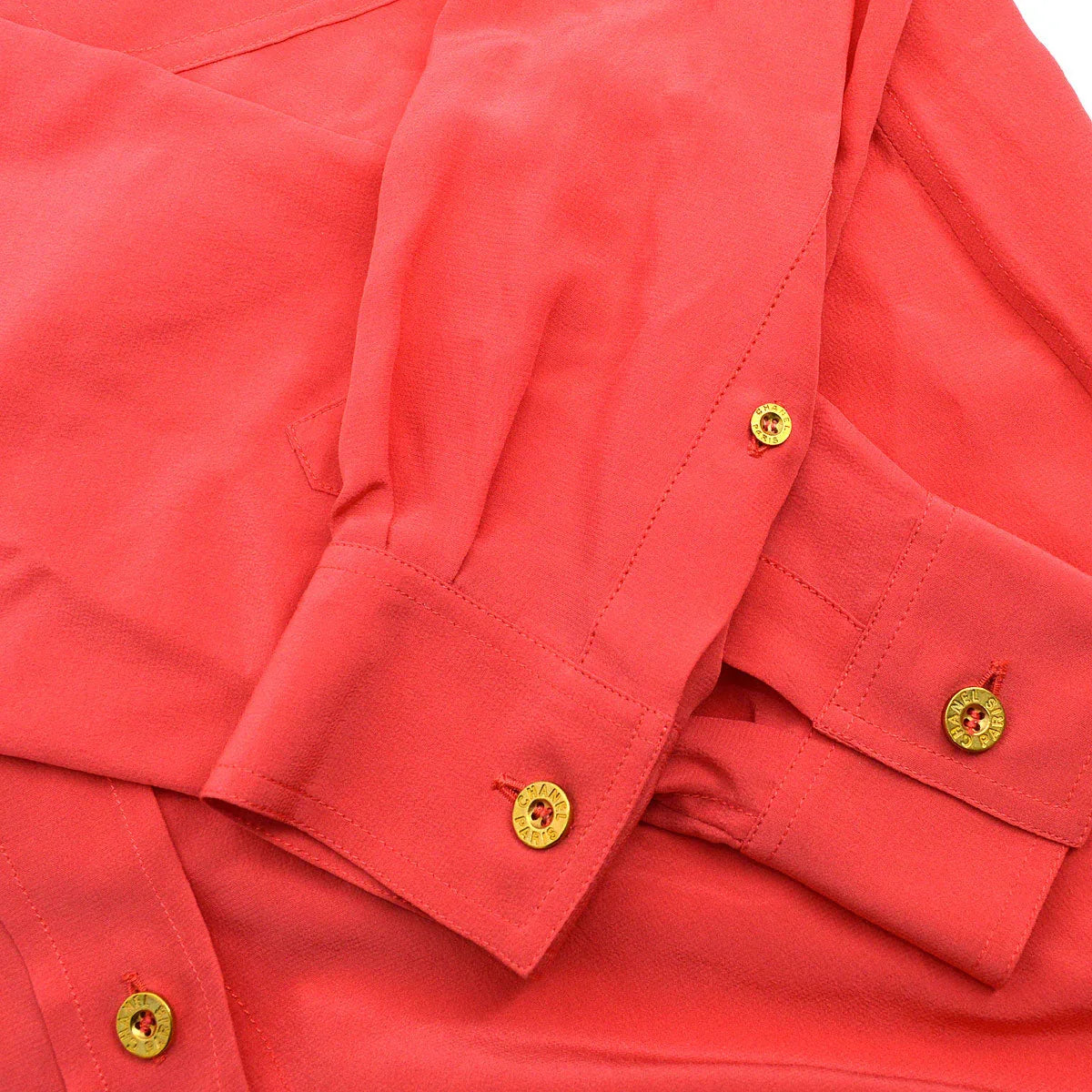 Chanel logo-button silk shirt #38