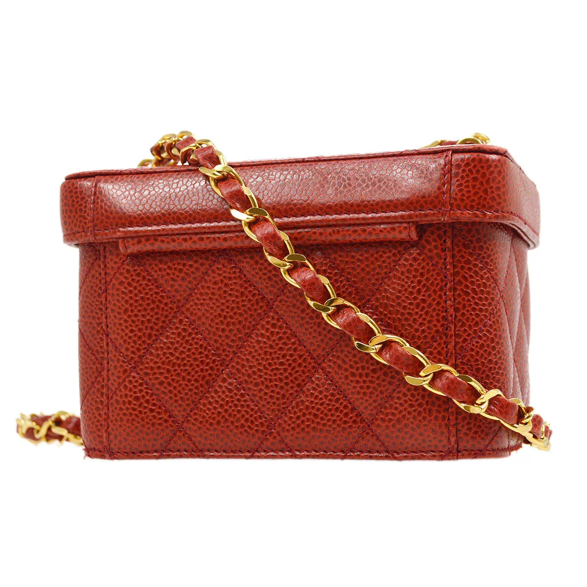 CHANEL * 1991-1994 Red Caviar Mini Vanity Shoulder Bag