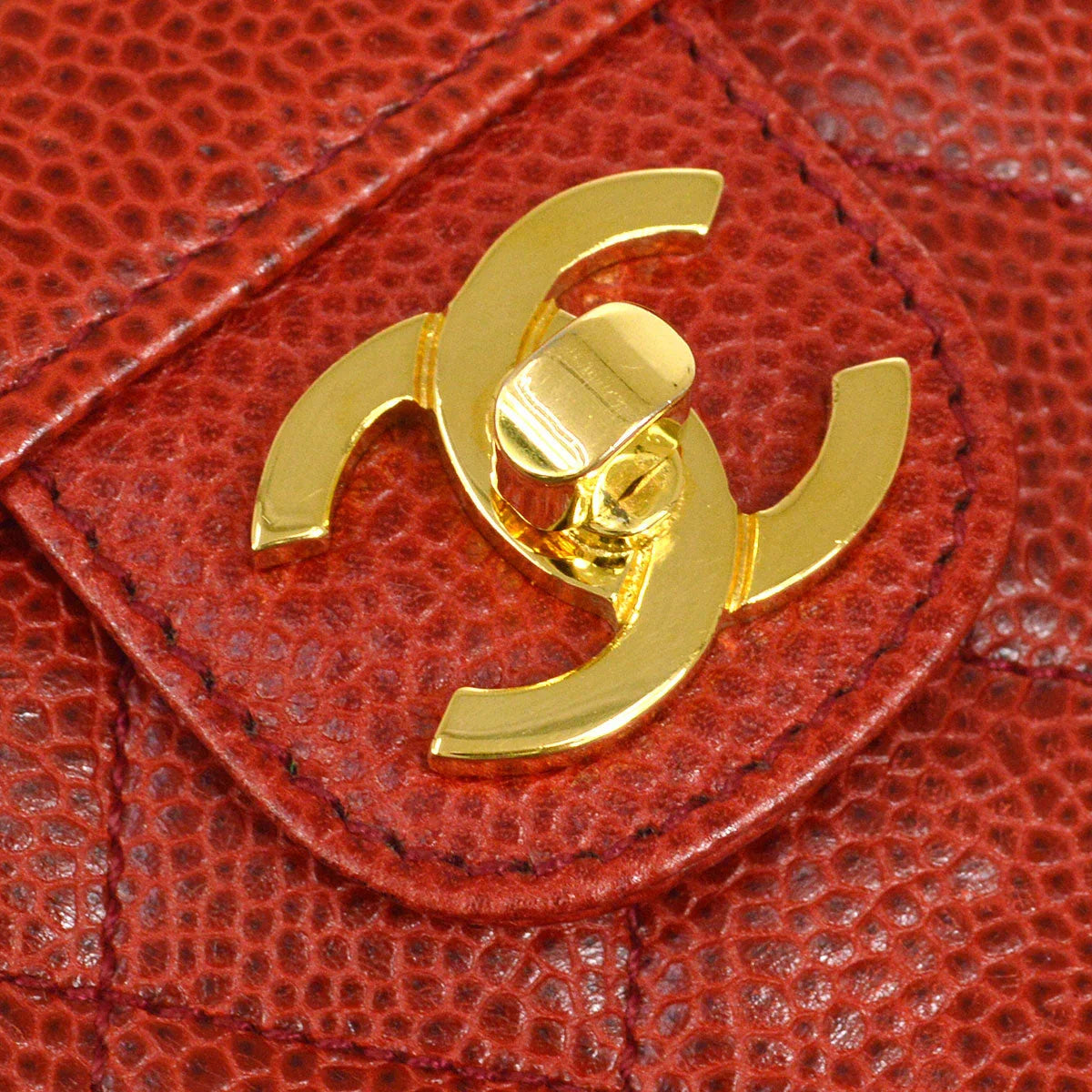 CHANEL * 1991-1994 Red Caviar Mini Vanity Shoulder Bag