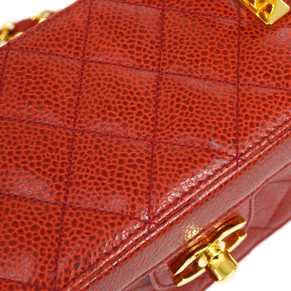 CHANEL * 1991-1994 Red Caviar Mini Vanity Shoulder Bag