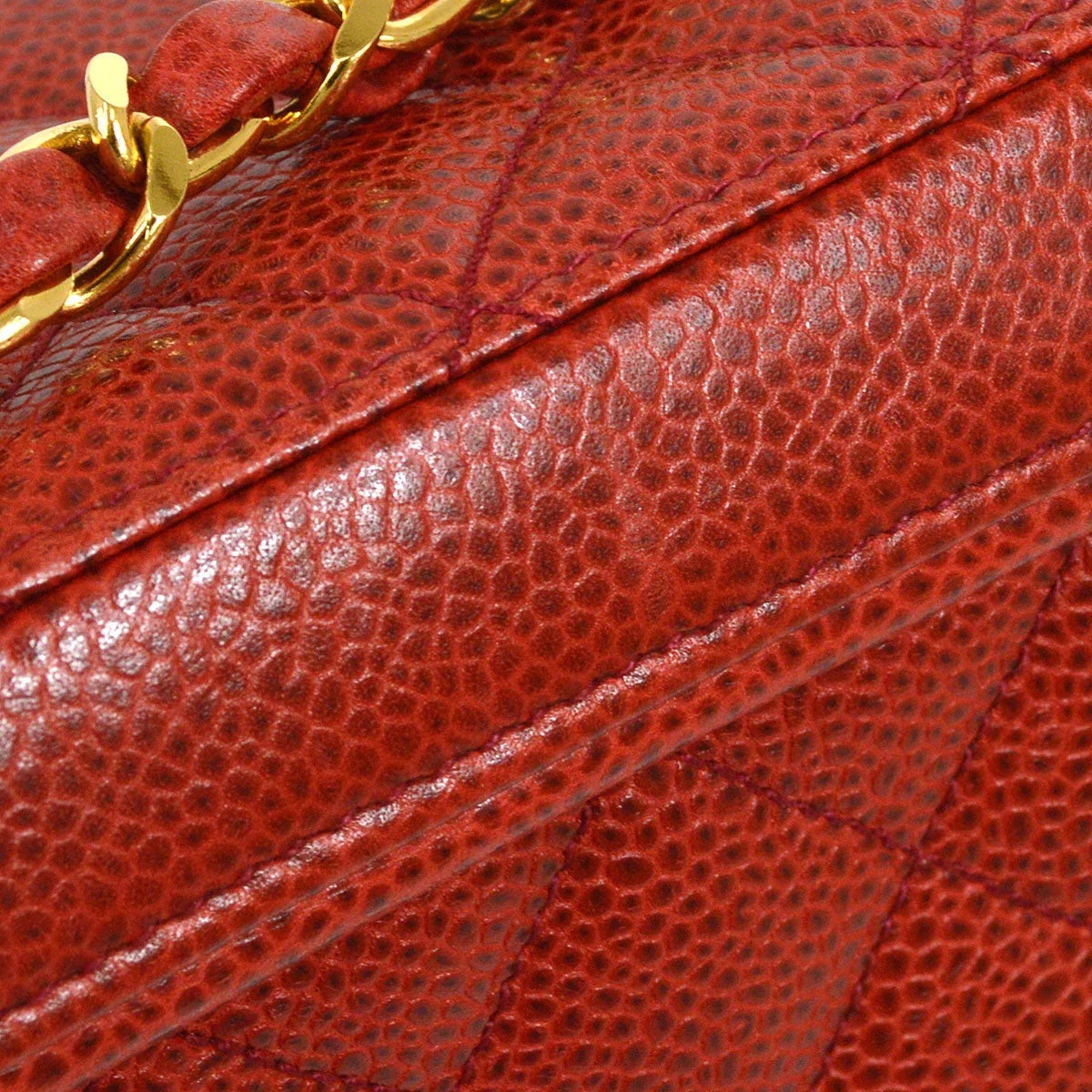 CHANEL * 1991-1994 Red Caviar Mini Vanity Shoulder Bag