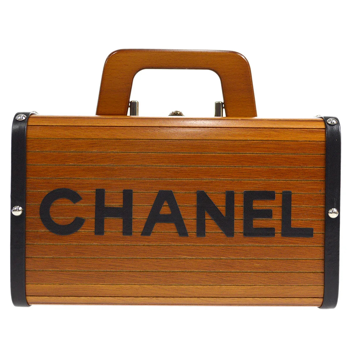 CHANEL Cosmetic Vanity Handbag Box Brown Wooden