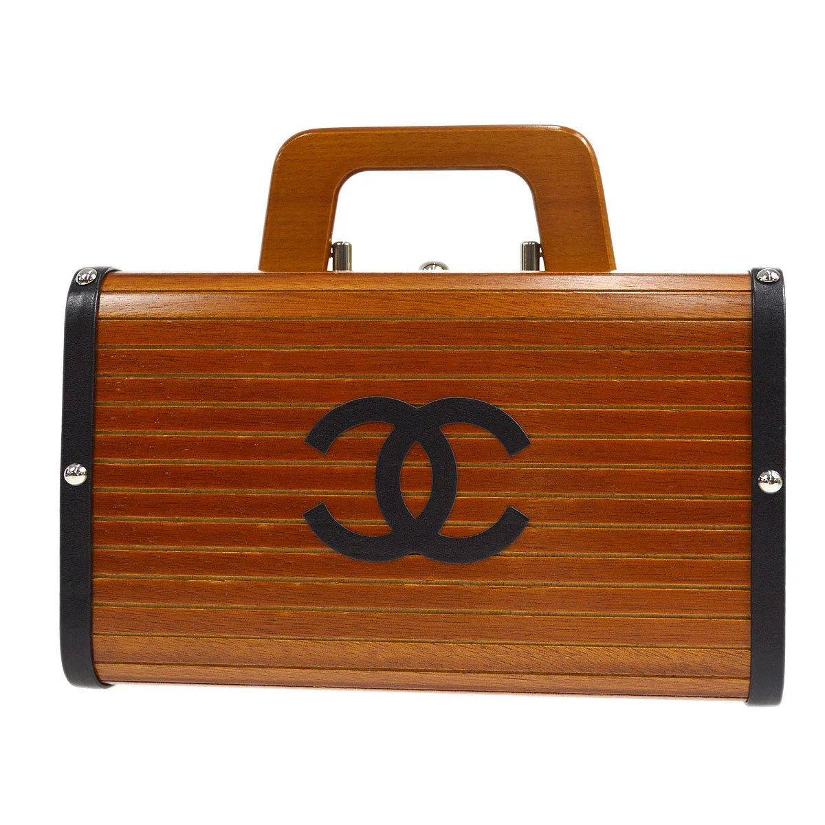 CHANEL Cosmetic Vanity Handbag Box Brown Wooden