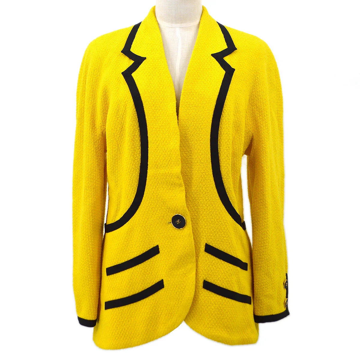 Chanel 1993 contrast trimming single-button jacket #42
