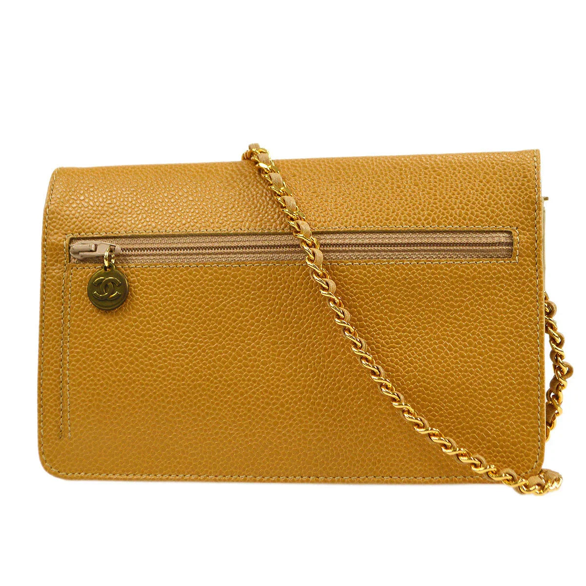 Chanel 1996-1997 Beige Caviar Timeless WOC Wallet on Chain