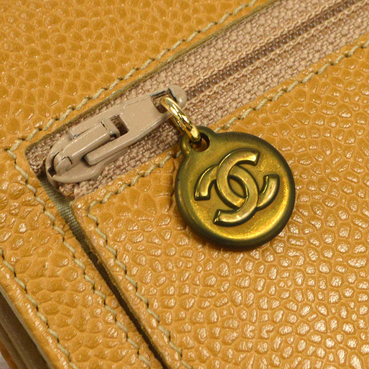 Chanel 1996-1997 Beige Caviar Timeless WOC Wallet on Chain