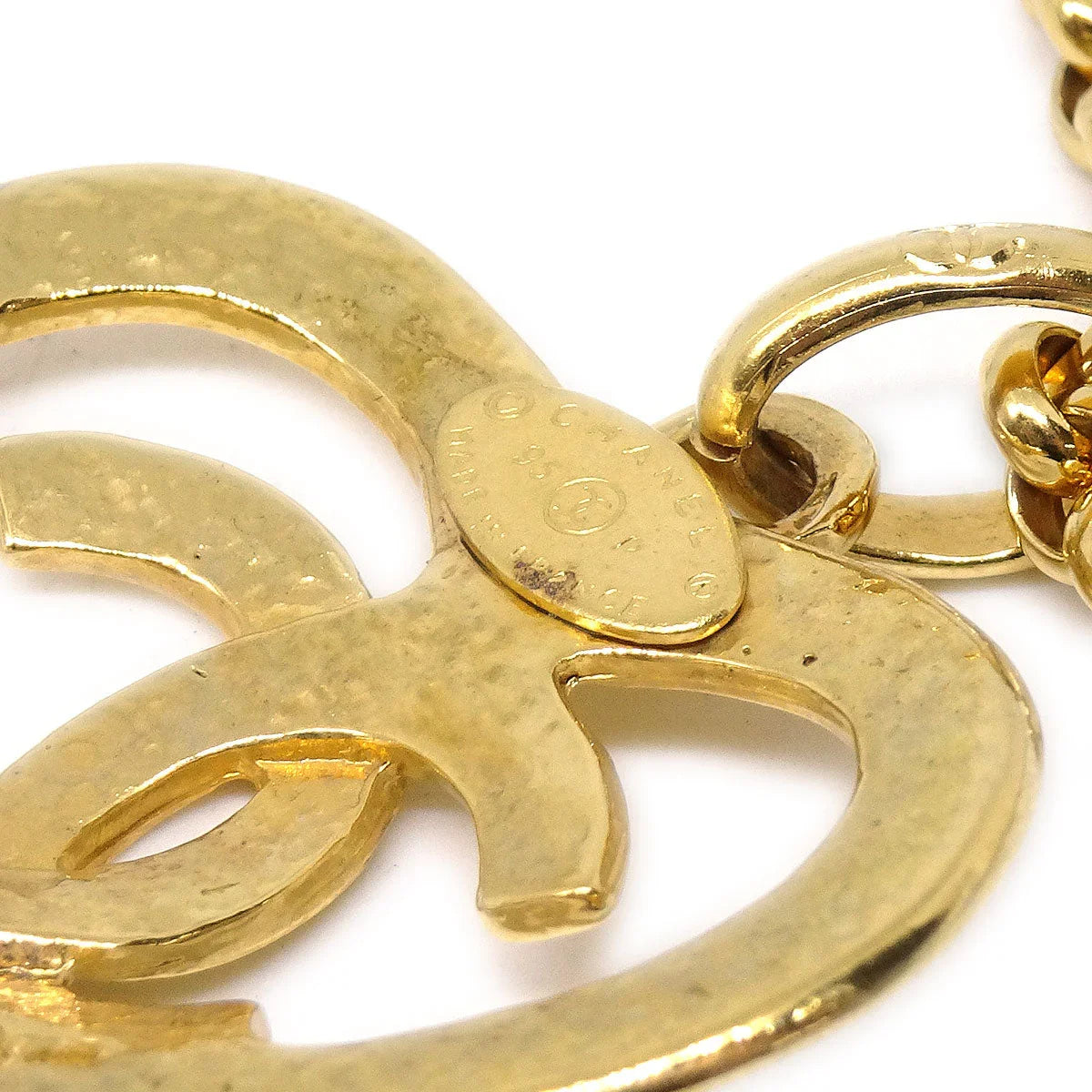 Chanel 1995 Gold CC Heart Cutout Pendant Necklace