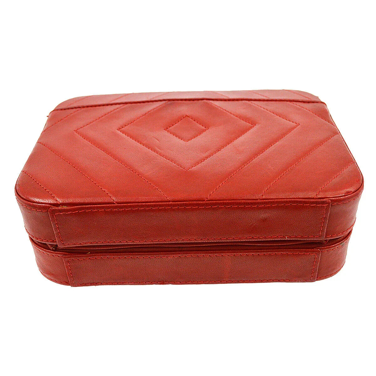 CHANEL 1996-1997 Box Shoulder Bag Red Lambskin