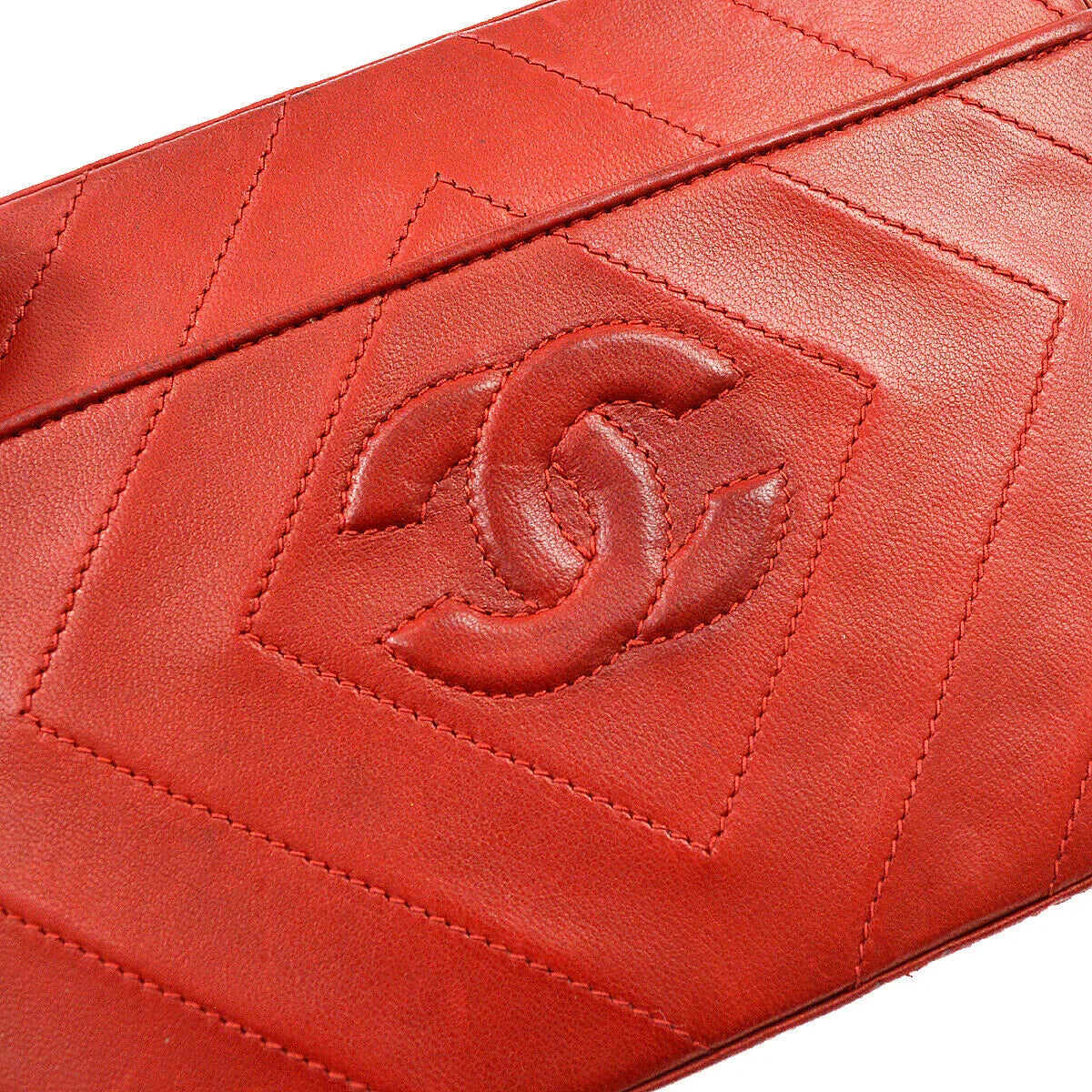 CHANEL 1996-1997 Box Shoulder Bag Red Lambskin