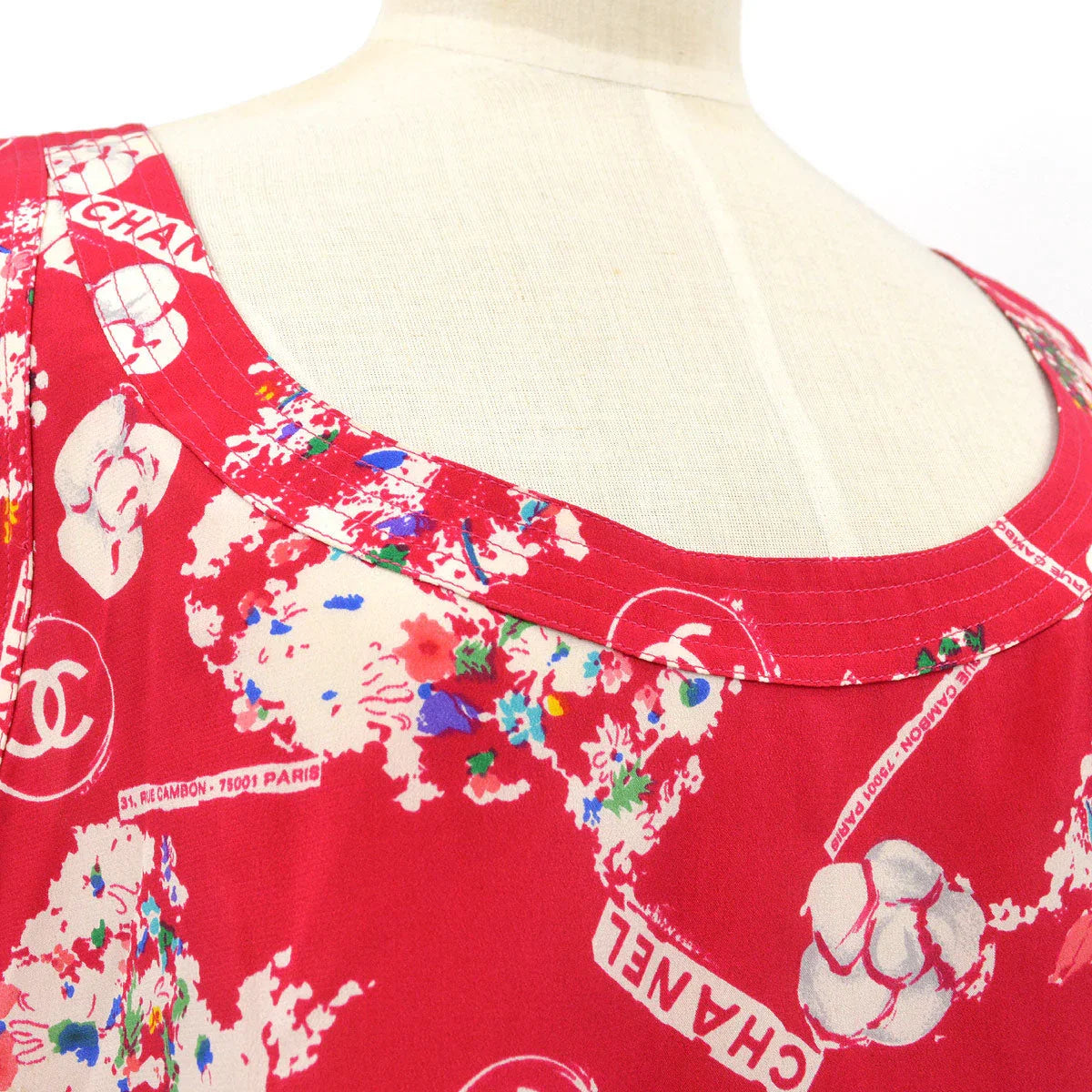 香奈儿(Chanel)1992 Camellia Print Silk Tank Top#44