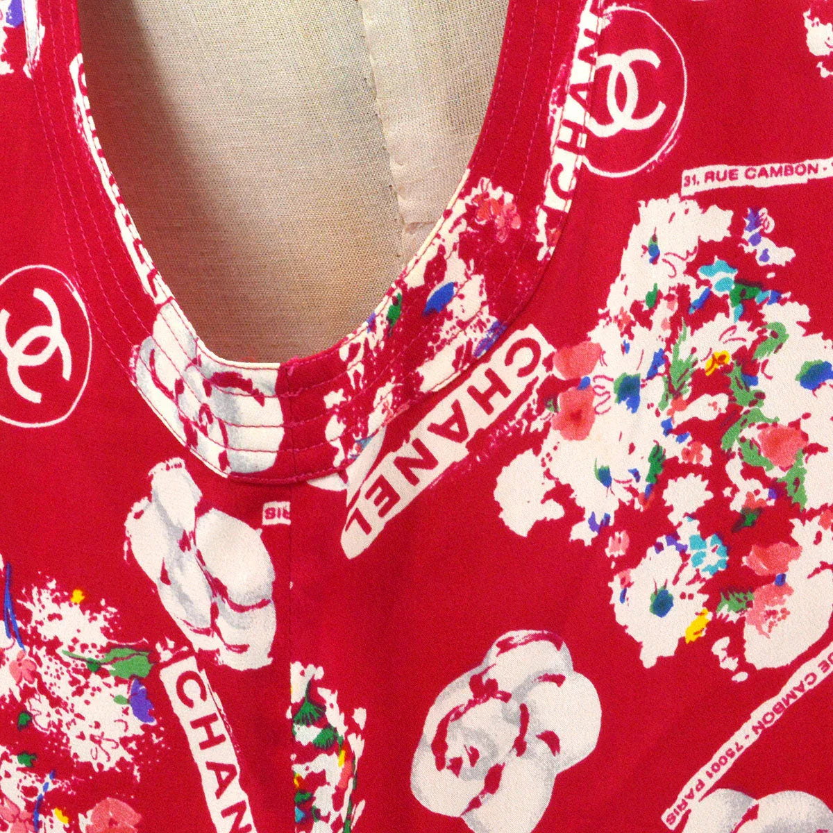 香奈儿(Chanel)1992 Camellia Print Silk Tank Top#44