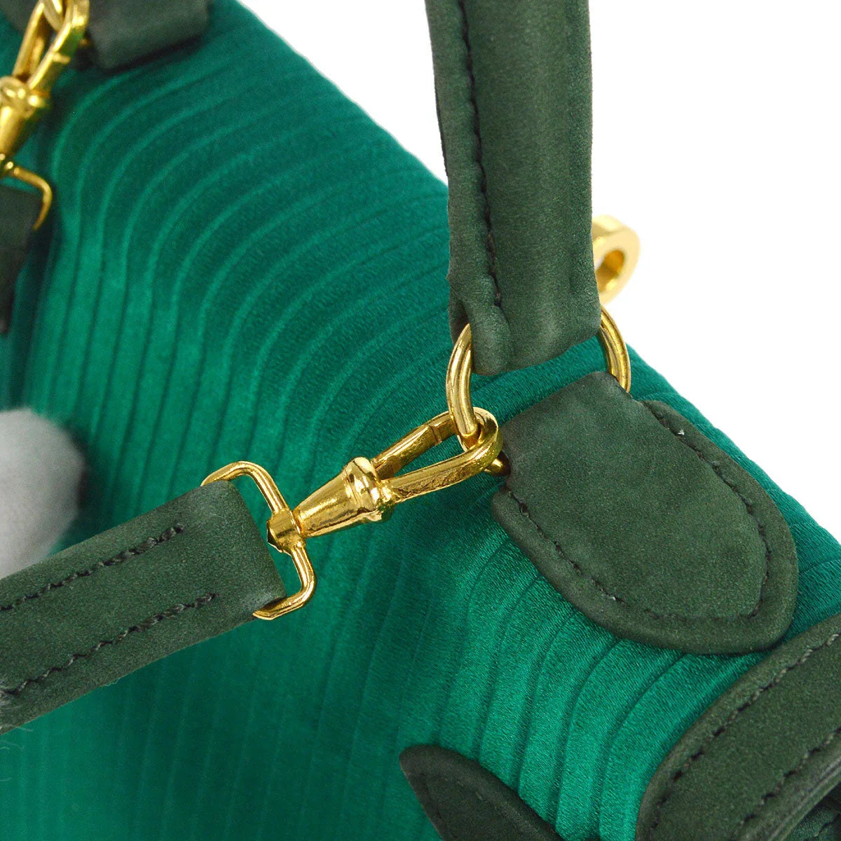 HERMES * 1990 Mini Kelly 20 SELLIER Green Pleated Satin