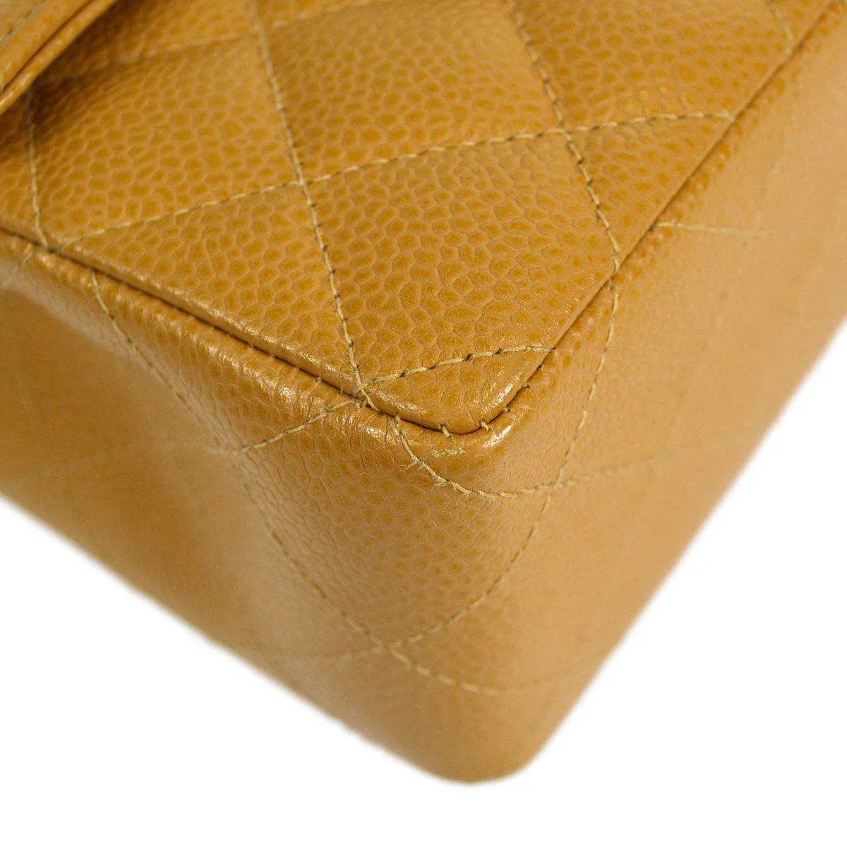 CHANEL * 2003-2004 Classic Square Flap Mini 17 Beige Caviar