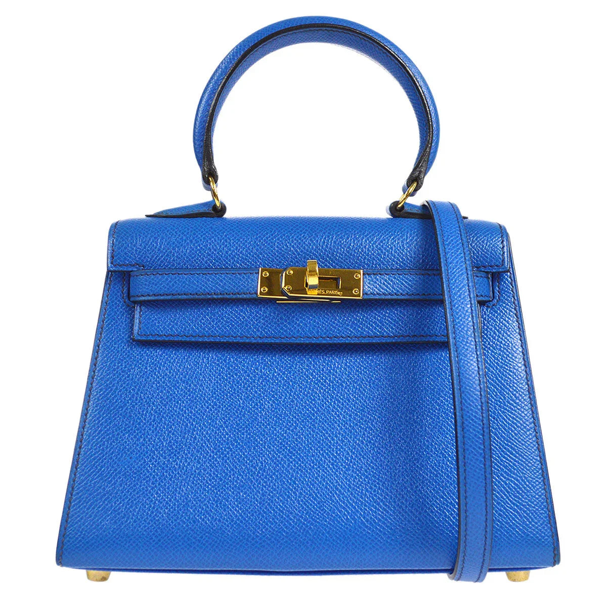 HERMES * 1993 Mini Kelly 20 SELLIER Blue France Courchevel