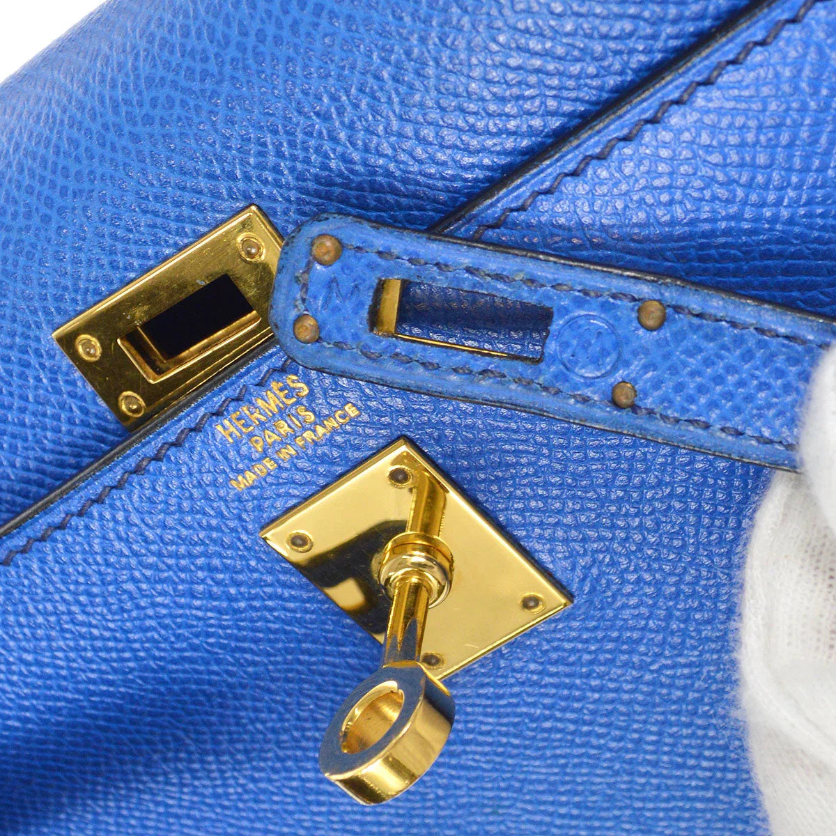 HERMES * 1993 Mini Kelly 20 SELLIER Blue France Courchevel