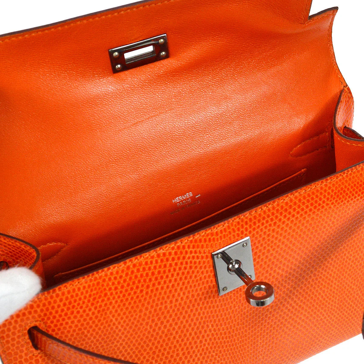 HERMES * 2006 Kelly Pochette Orange Lizard