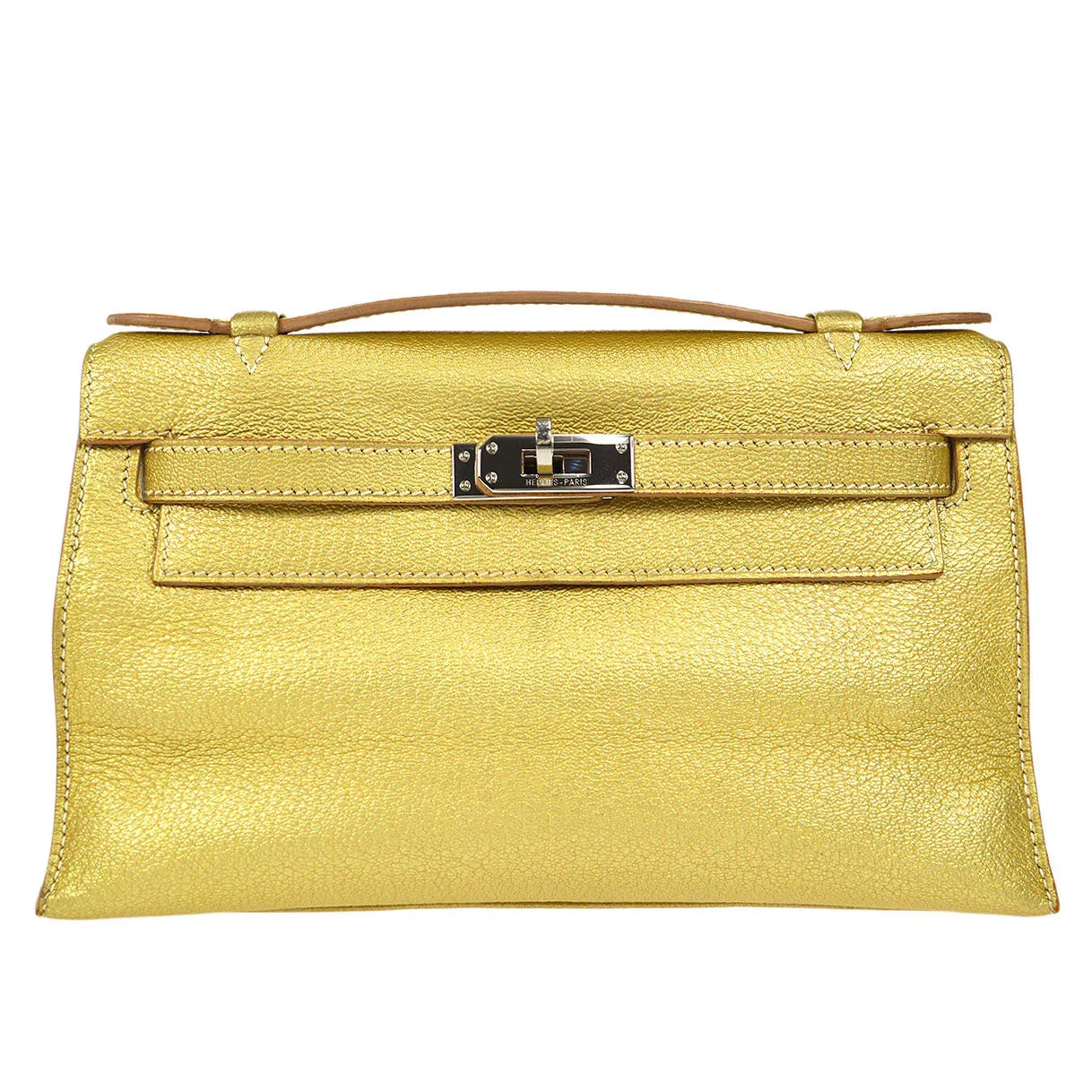 HERMES * 2005 Athens Olympic Limited Kelly Pochette Metallic Gold Chevre Myzore