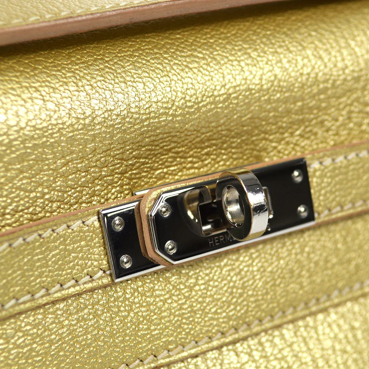 HERMES * 2005 Athens Olympic Limited Kelly Pochette Metallic Gold Chevre Myzore