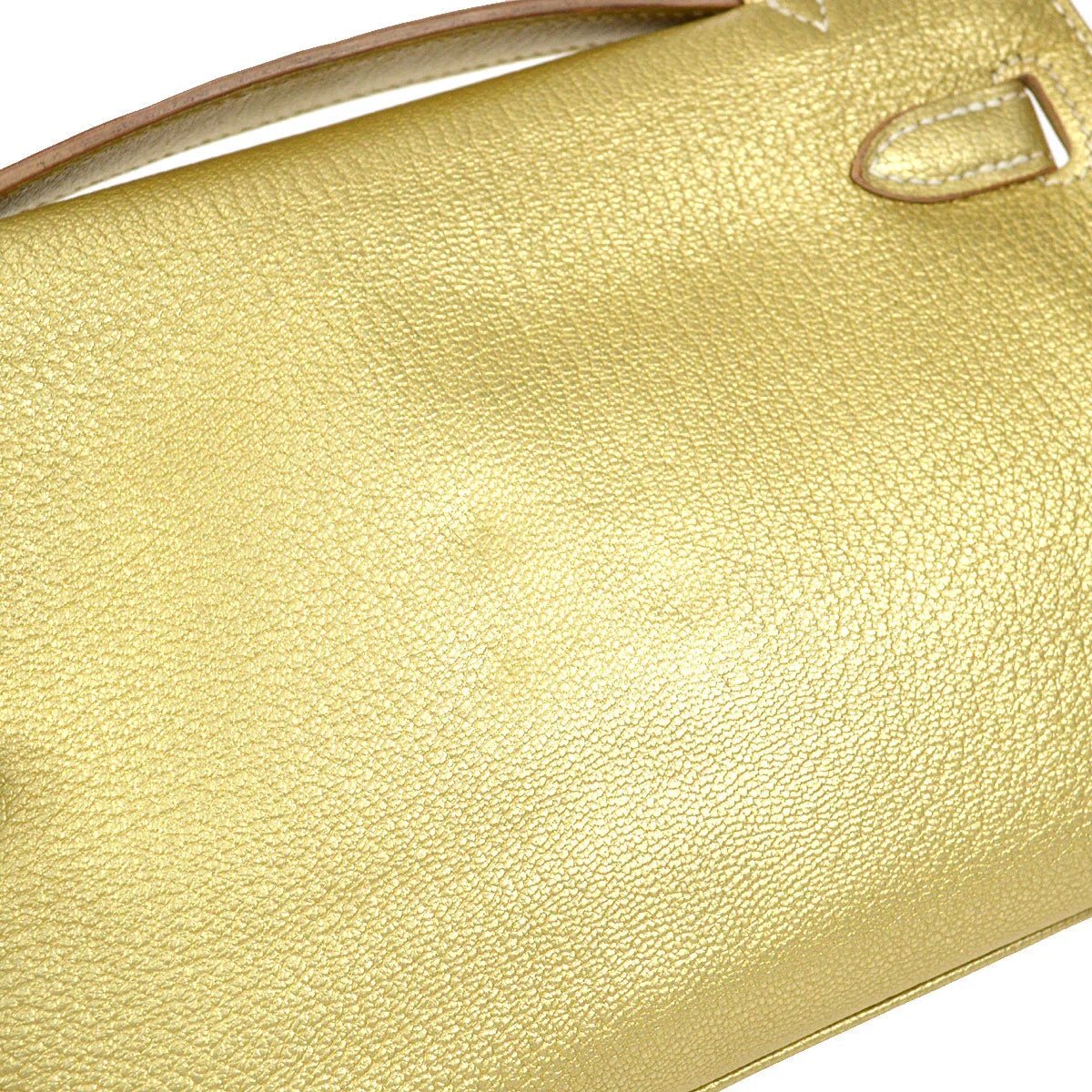 HERMES * 2005 Athens Olympic Limited Kelly Pochette Metallic Gold Chevre Myzore