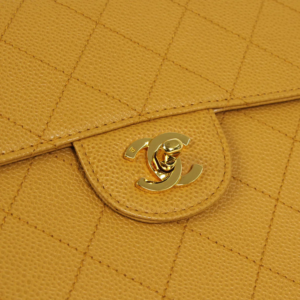 CHANEL 1998 Classic Single Flap Jumbo Camel Caviar
