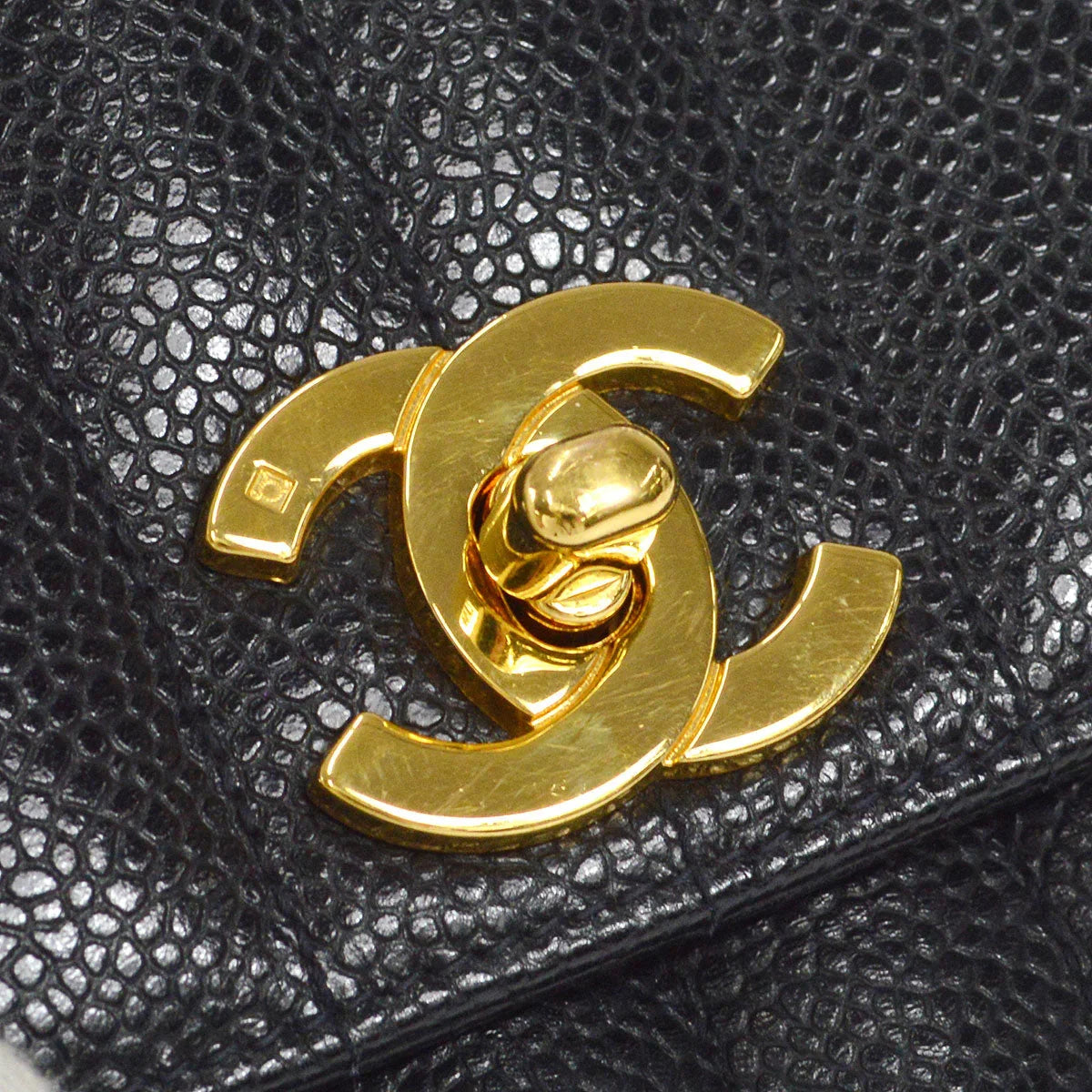 Chanel 1994-1996 Black Caviar Small Vertical Stitch Straight Flap Bag