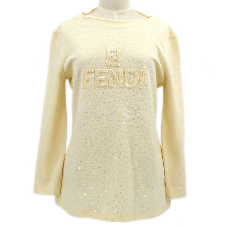 Fendi Long Sleeve Knit Tops Ivory #44