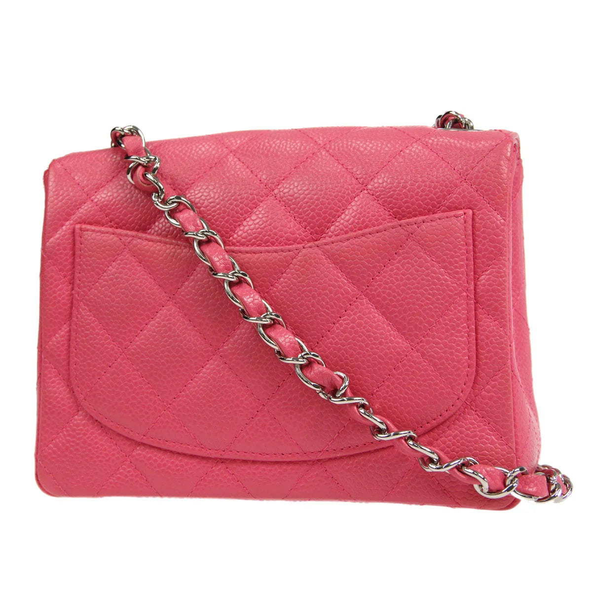 CHANEL * 2006-2008 Classic Square Flap Mini 17 SHW Pink Caviar