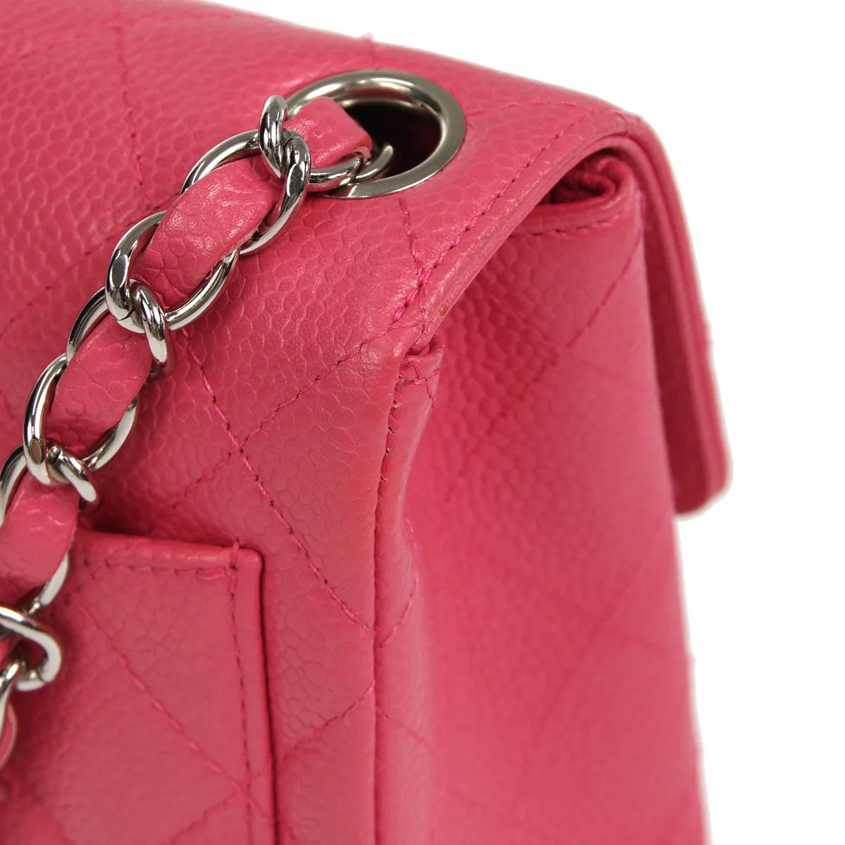 CHANEL * 2006-2008 Classic Square Flap Mini 17 SHW Pink Caviar