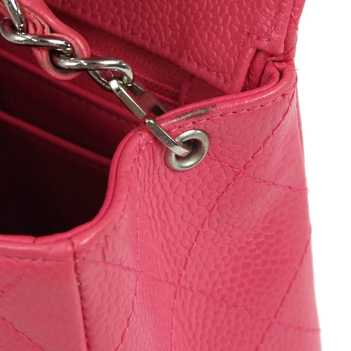 CHANEL * 2006-2008 Classic Square Flap Mini 17 SHW Pink Caviar