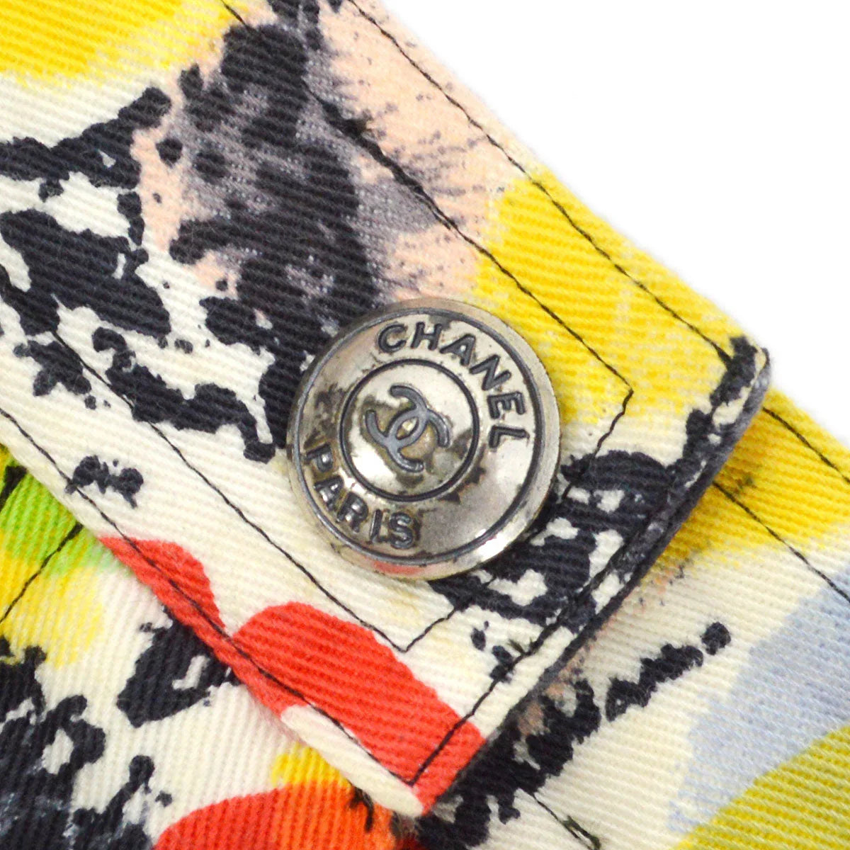 Chanel 1997 Spring camellia-print slim-cut trousers #38