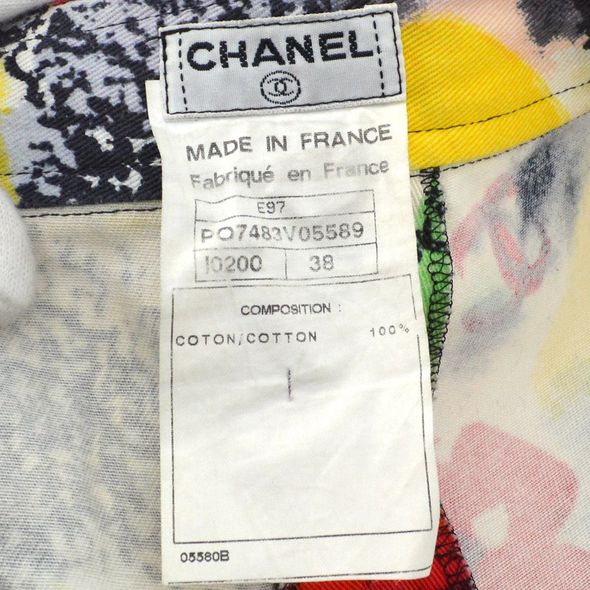 Chanel 1997 Spring camellia-print slim-cut trousers #38