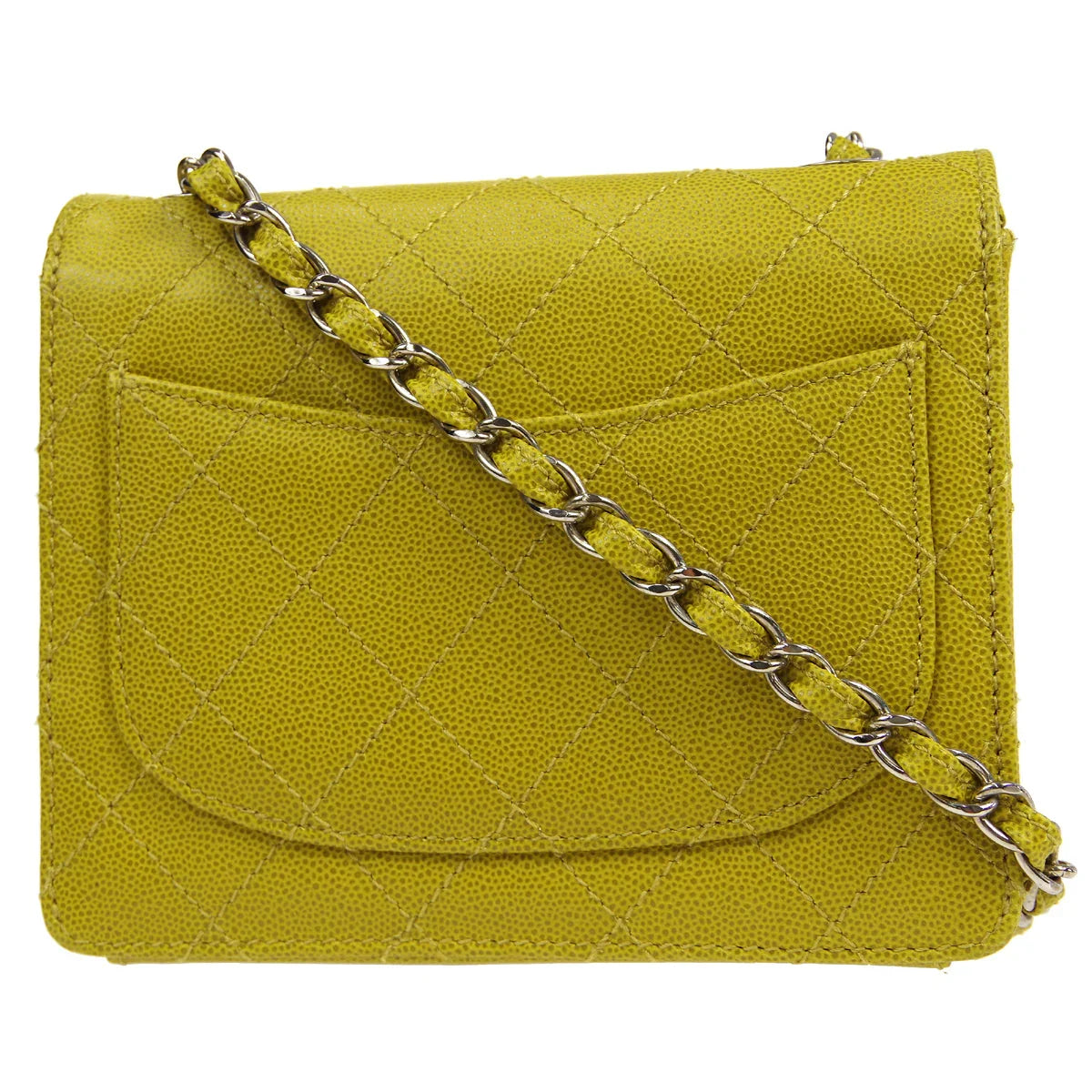 CHANEL * 1997-1999 Classic Square Flap 17 Green Caviar