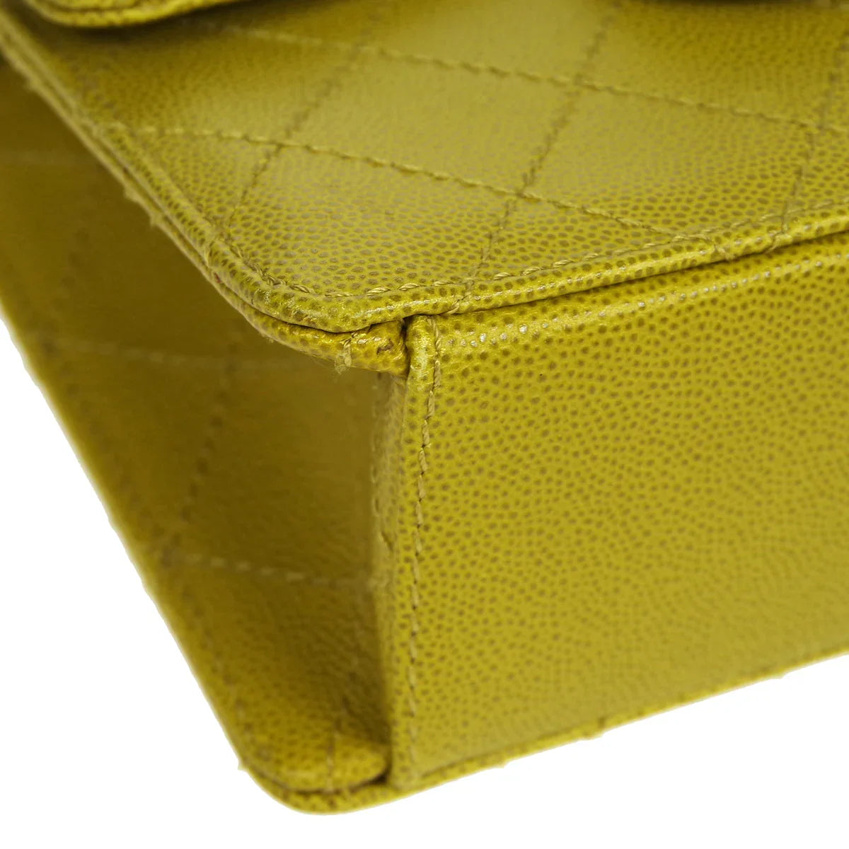 CHANEL * 1997-1999 Classic Square Flap 17 Green Caviar