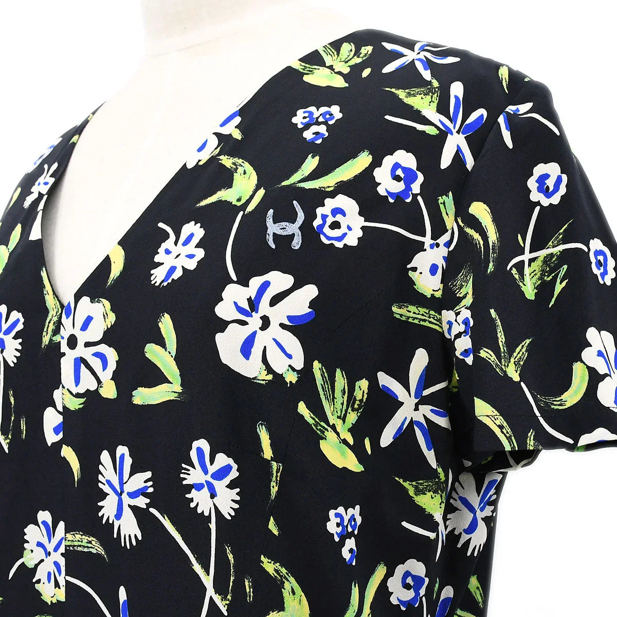 Chanel 1997 Spring floral-print draped silk dress #42