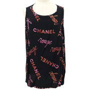 Chanel 1996 Spring logo-print sleeveless silk blouse #42